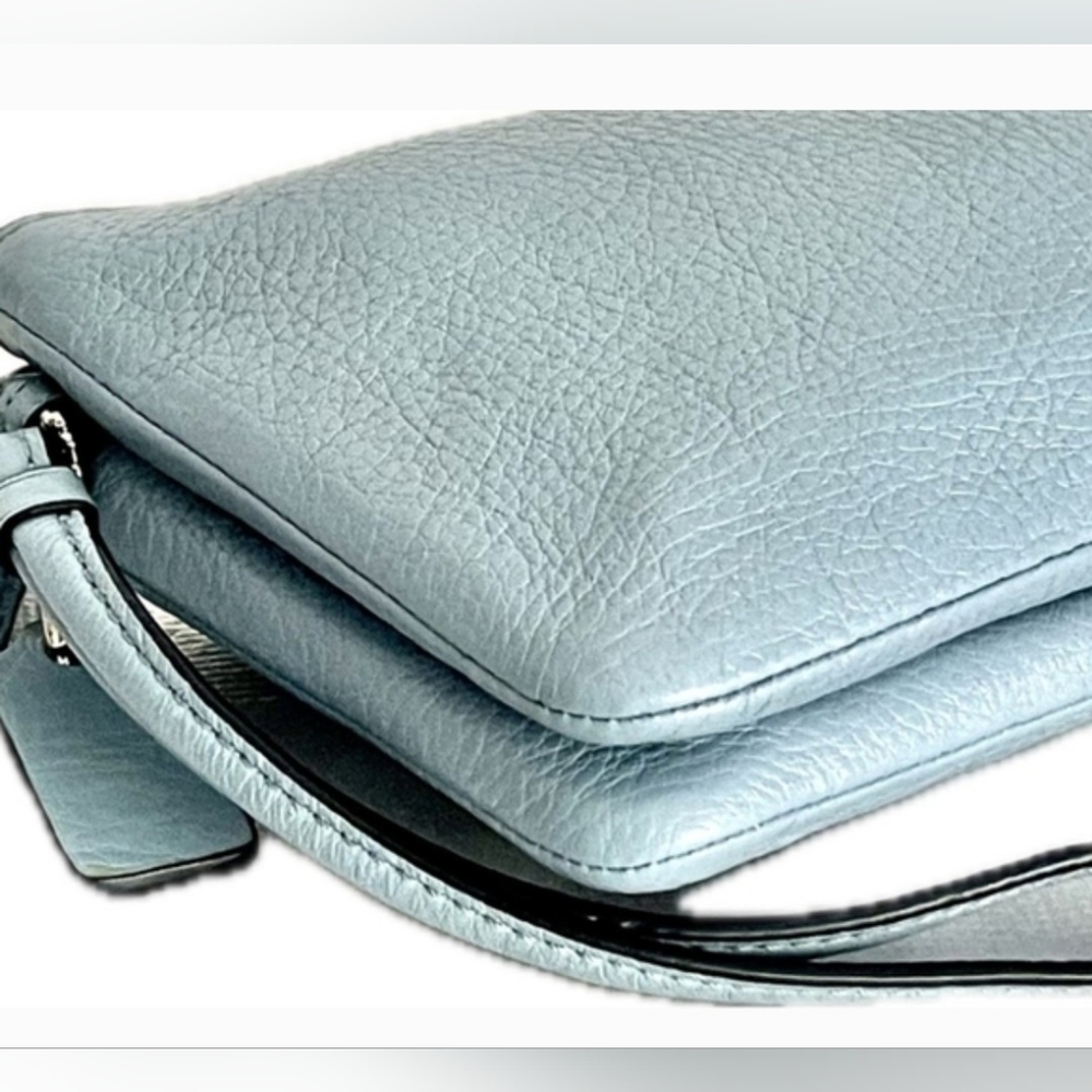 Coach Sky Blue Double Zip Leather Wristlet - Picture 5 of 6
